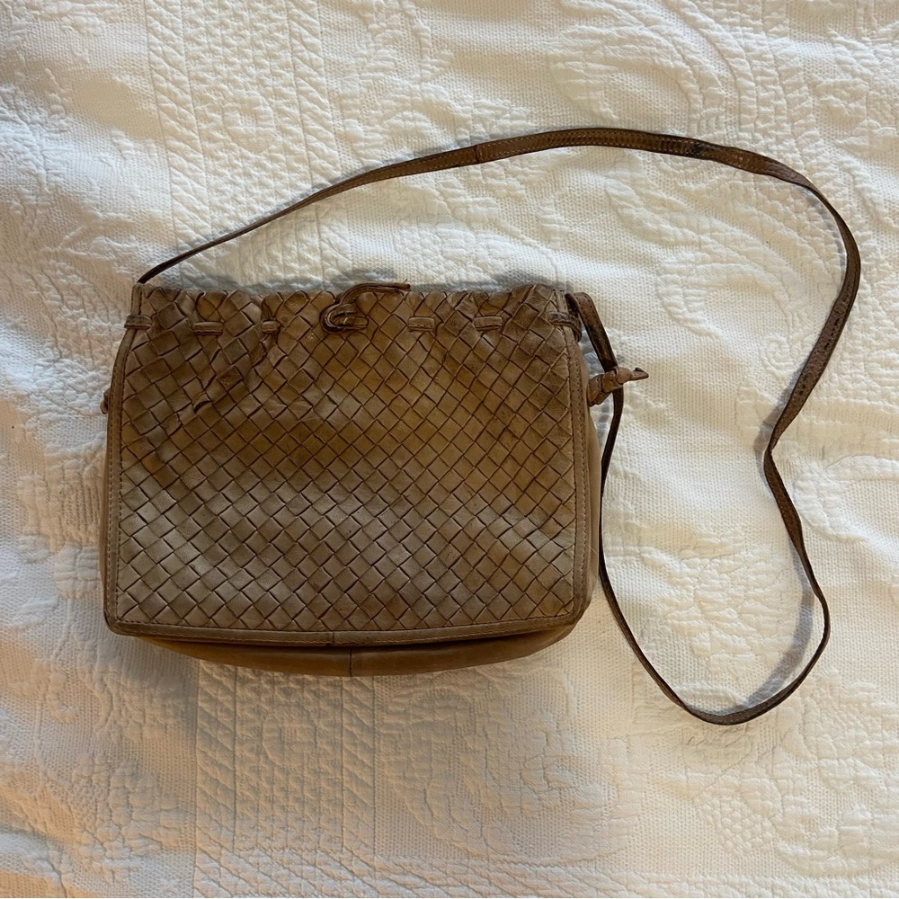 Vintage Bottega Veneta Brown Woven Leather Shoulder Bag
